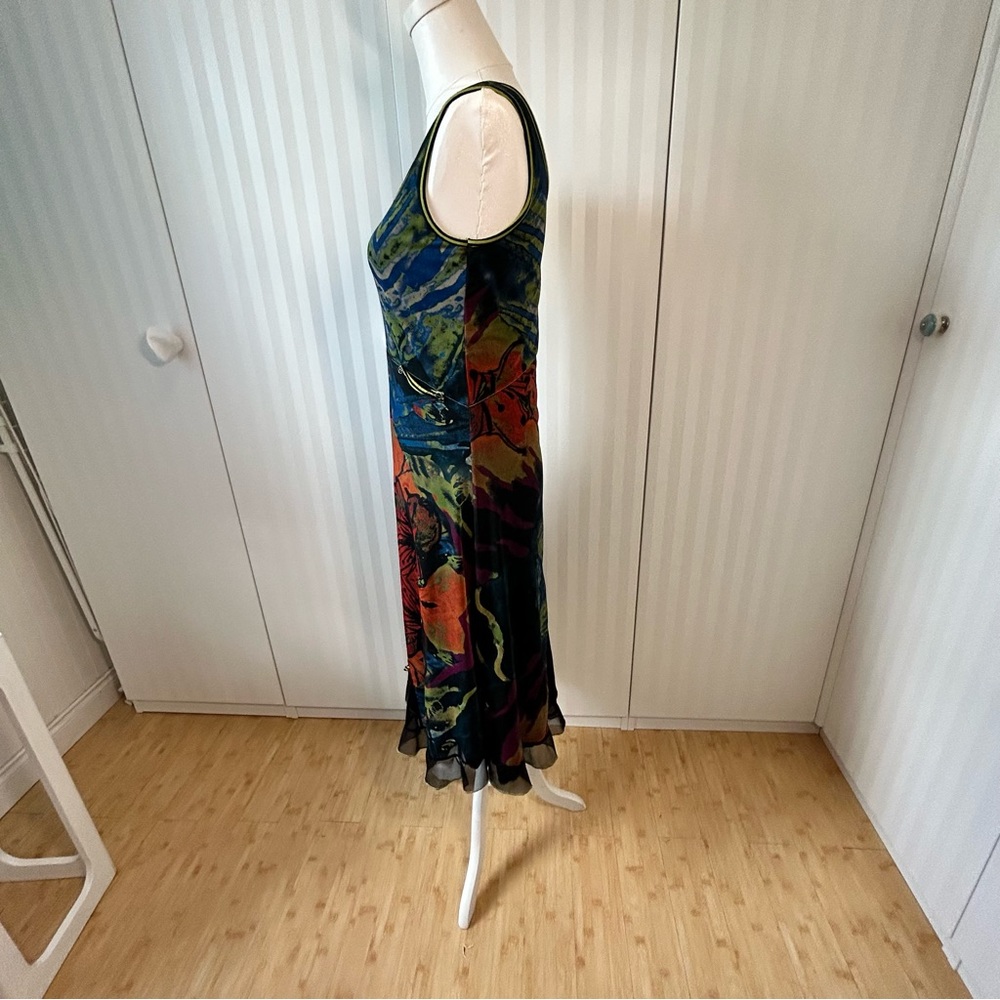 Jane & John black blue orange green abstract lined comfortable dress Size M - Picture 3 of 9